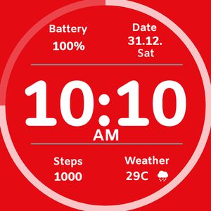 Simple clock Red by Tupsy
