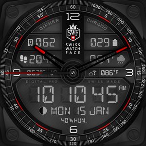 SWF Cipher 12H Black Chrono by SWF Swiss Watch Face