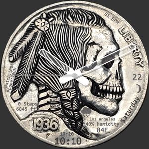 Indian Skull Nickel Coin by Jay Hobo