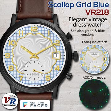 VR218b Scallop Grid Blue by Vintage Recreations