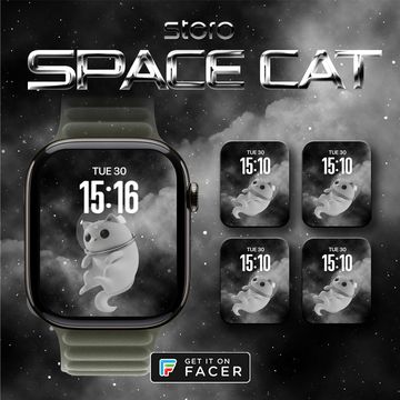Space Cat | White by Stero Watchfaces