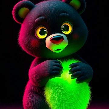 💚Neon Heart Glowbear💚 by Turtle_Angel