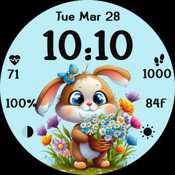 Spring Bunny with Flowers