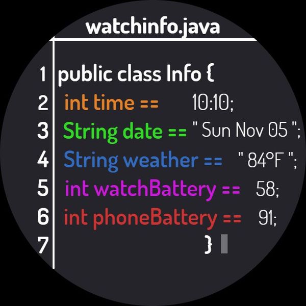 Java info watch face